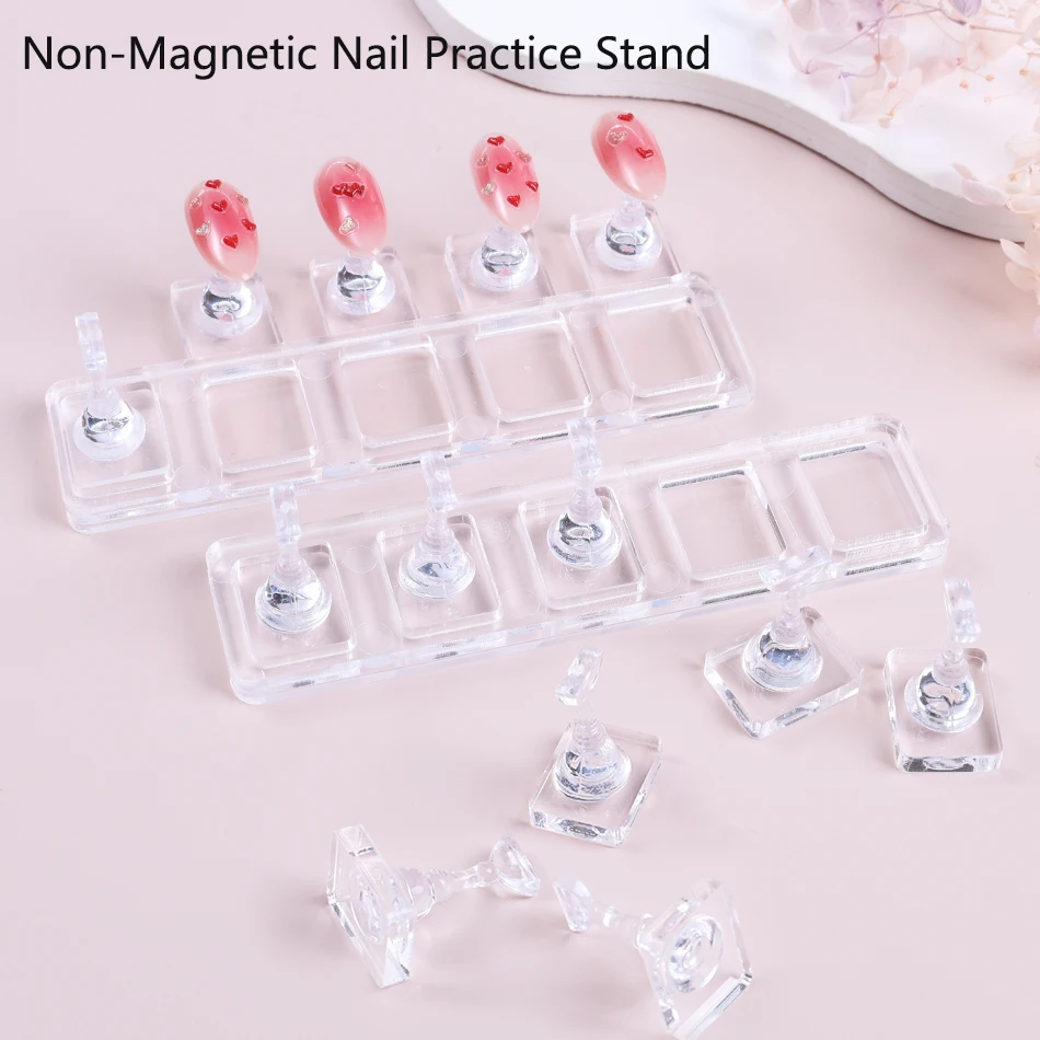 Nicht-Magnetische Nagel Halter Praxis Display Stand Acryl Zeigt Regal Falsche Nägel Halter DIY Salon Praxis Werkzeuge Nagel Liefert Image