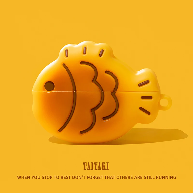 3D Taiyaki Brot Kopfhörer Zubehör Fall Für AirPods 1 2 3 4 Cartoon Nette Silikon Soft Cover Für AirPods Pro Pro 2 Pro3 Image