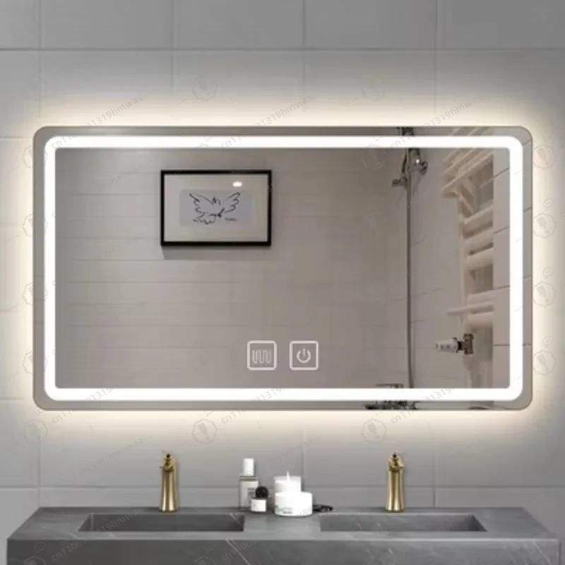 Miroir intelligent led lumière lumineuse miroir de salle de bain miroir de salle de bain, miroir de salle de bain multifonction désembuage tactile