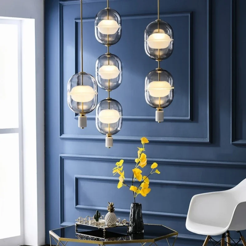Nordic Schlafzimmer Bedhead Glas Kronleuchter Moderne Minimalistische Kleidung Shop Hängen Lampe Personalisierte Restaurant Bar Beleuchtung Dekor