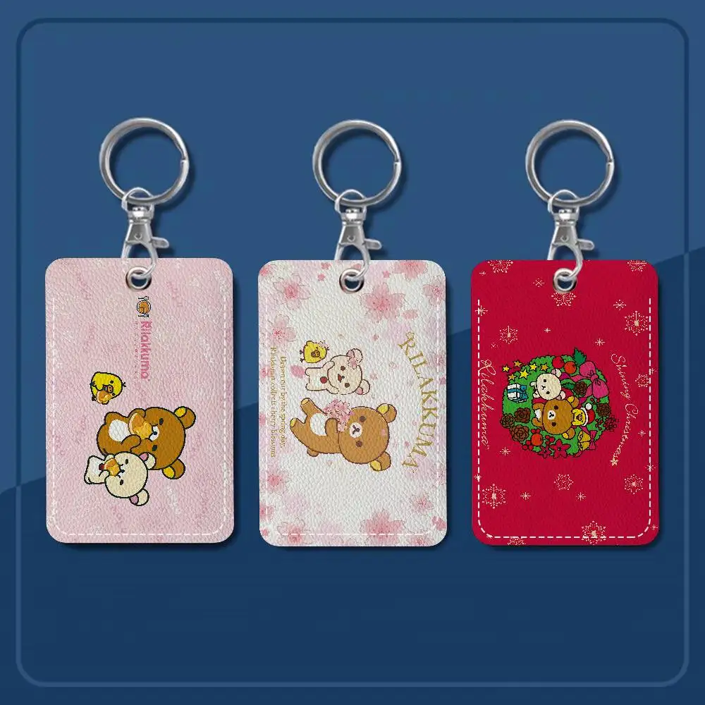 PU-Zugangskartenhalter im R-Rilakkuma-Stil mit Schlüsselanhänger – Chefschutz für Bankkarten, U-Bahn, Buskartenetui Image