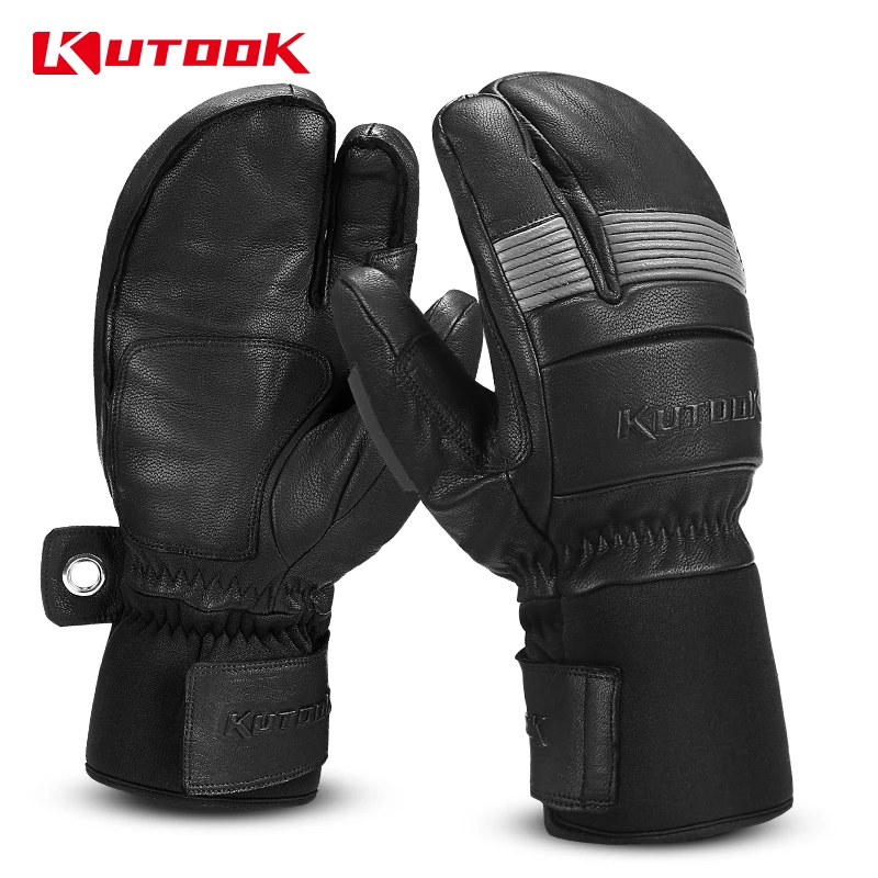 Guanti da sci invernali kutake guanti da Snowboard per sci termico guanti guanti da neve in pelle per esterni per accessori per la protezione dello sci
