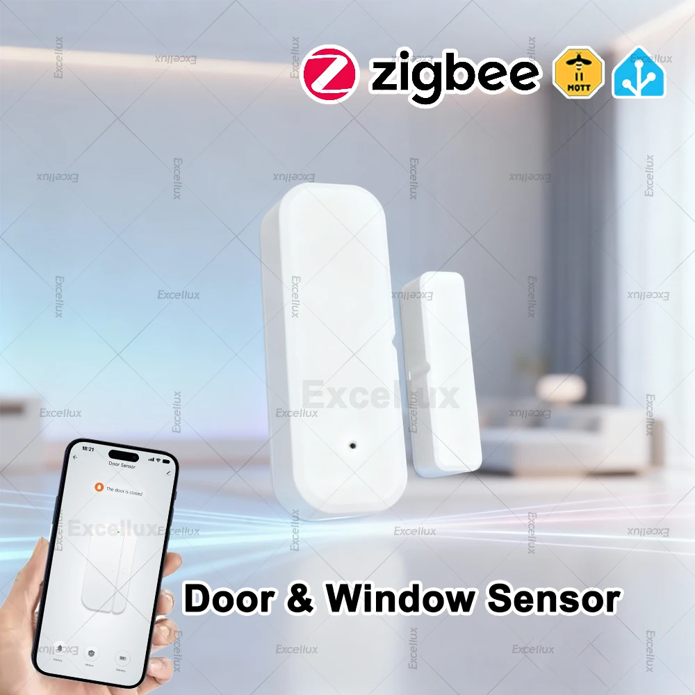 Zigbee Tür-Fenster-Sensor, kabelloser magnetischer Diebstahlschutz-Kontaktsdetektor, Smart Home Security Automation Remote Monitor, für Z2MQTT Image