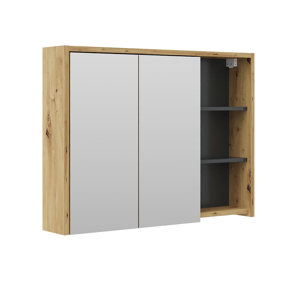 Armoire de toilette Chêne/Anthracite 100x75cm