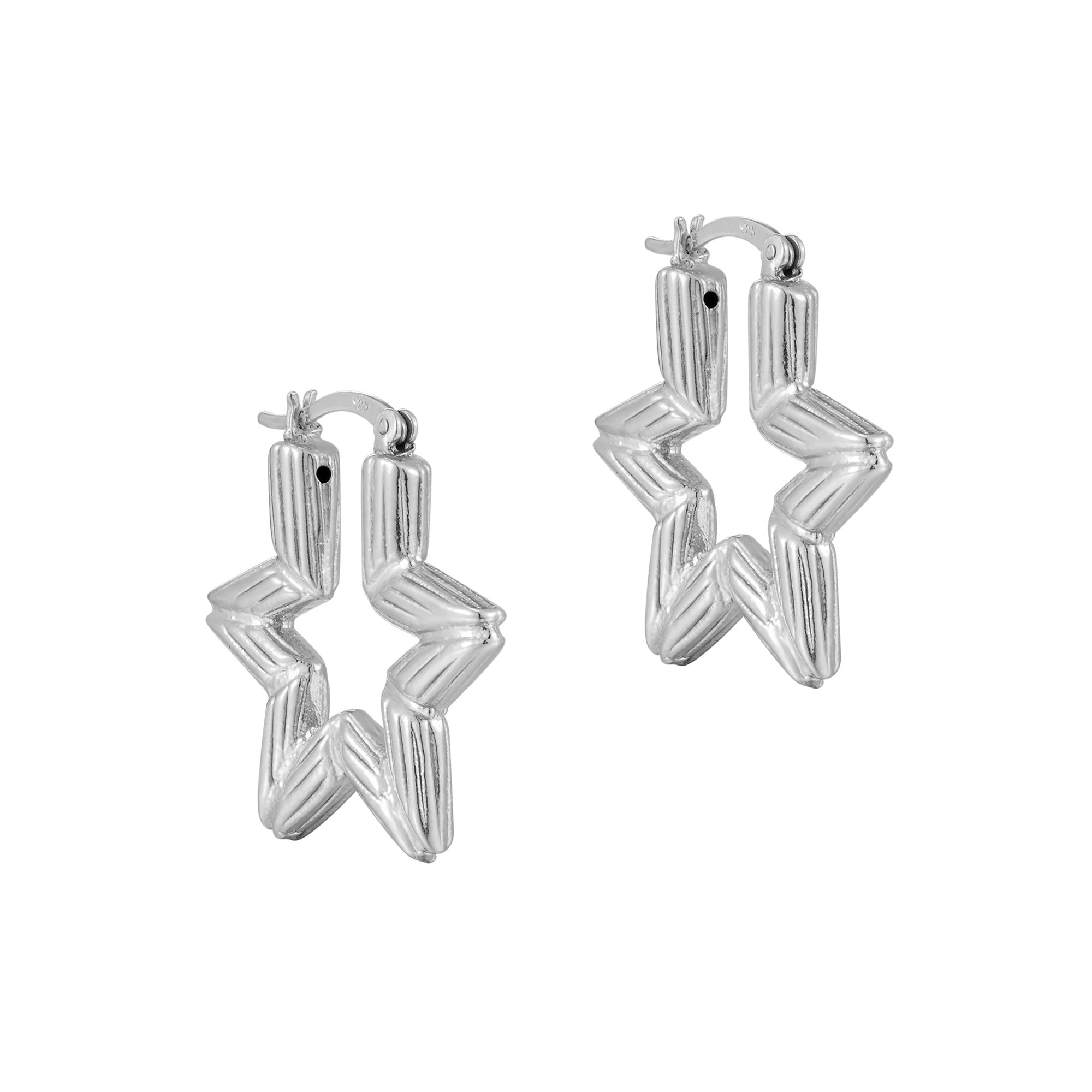 Seol+gold Womens Sterling Silver Bamboo Star Hoops - One Size | Seol+gold Sale | Discount Designer Brands