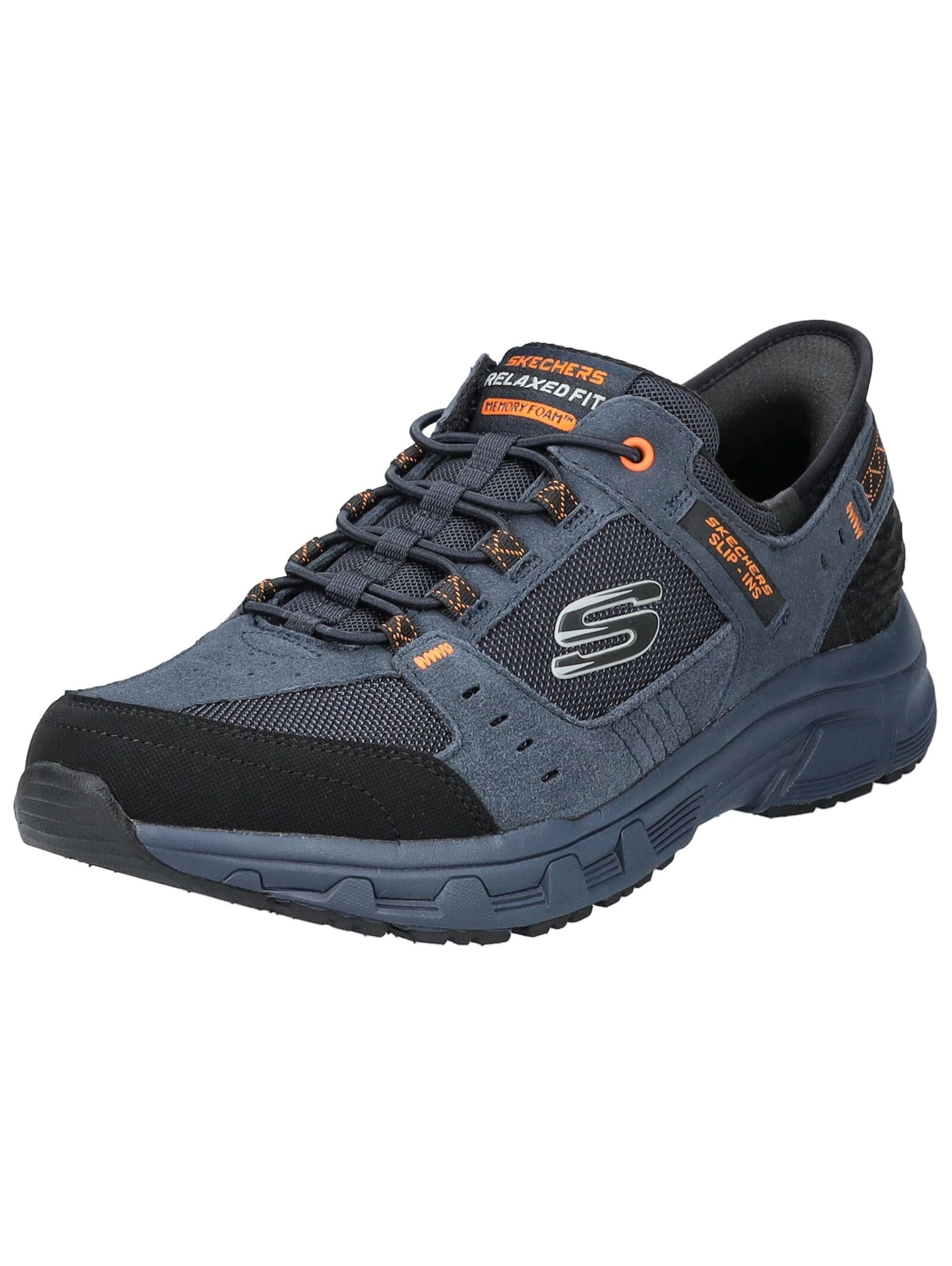 Trekkingschuh SKECHERS "Skechers Wanderschuhe Leder/Textil", Herren, Gr. 44, blau, Leder, Textil, Schuhe Trekkingschuh