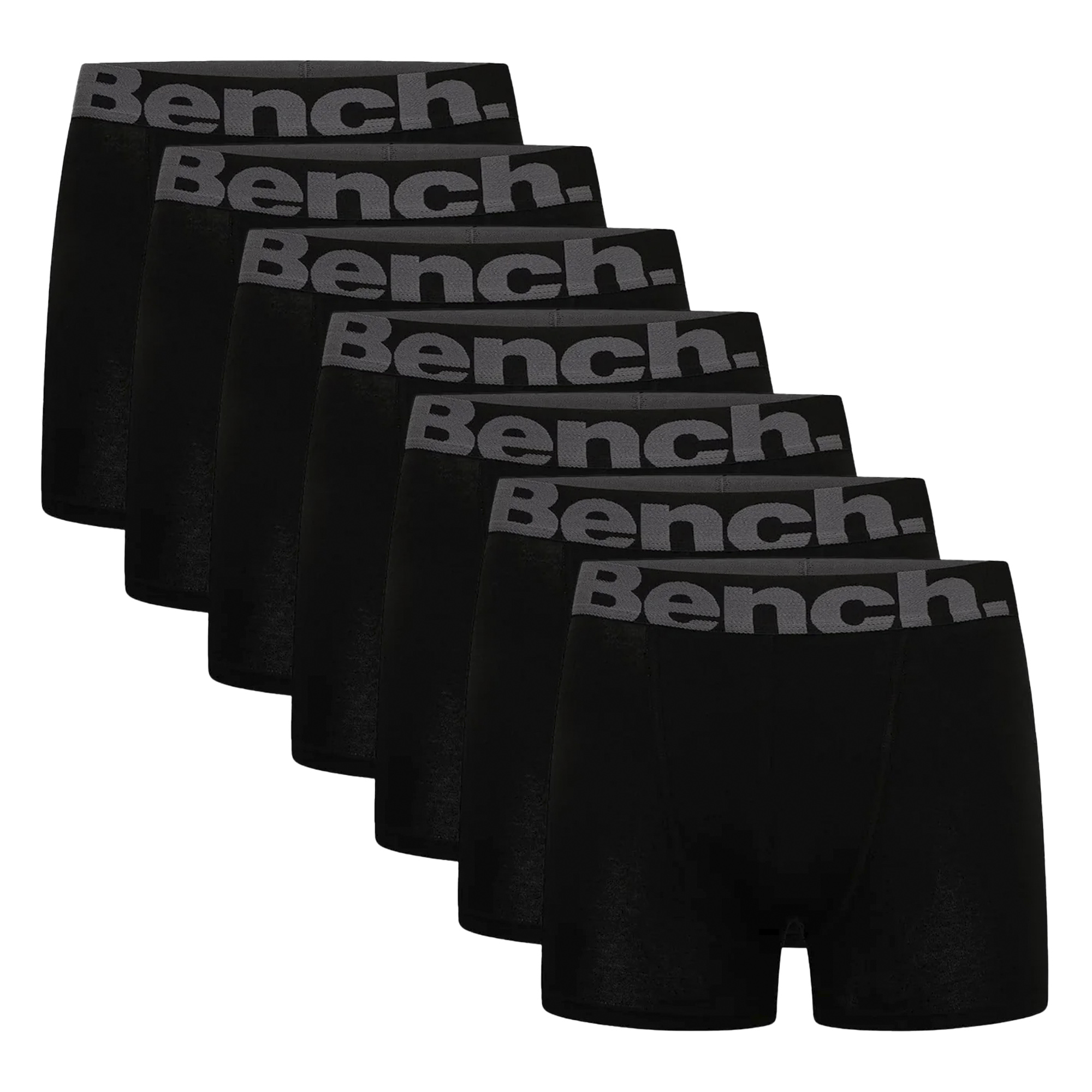 Bench 7 Pack Mens Cotton Boxers Underwear - Suttonia Collection - Black - Size Small | Bench Sale | Discount Designer Brands