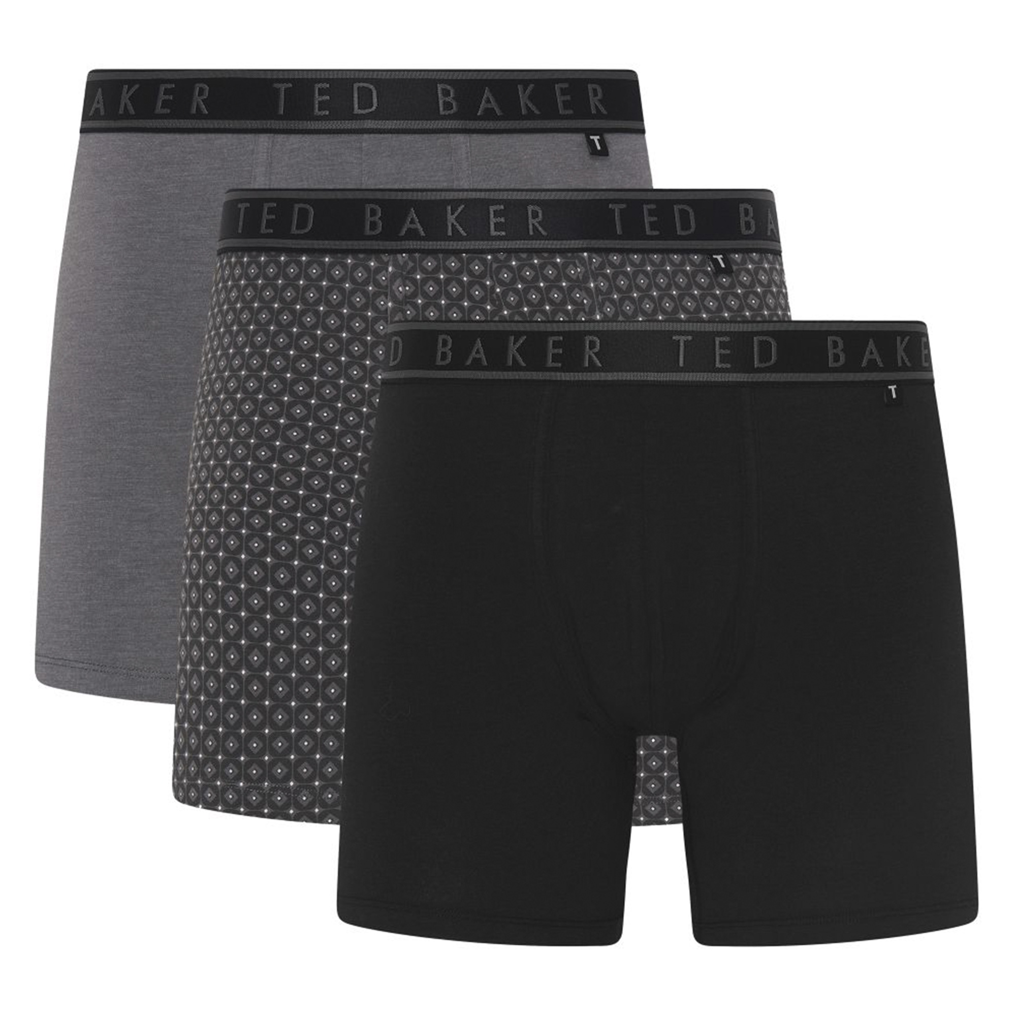 Ted Baker 3 Pack Mens Soft Breathable Cotton Boxer Brief Underwear - Light Grey - Size Large | Ted Baker Sale | Discount Designer Brands