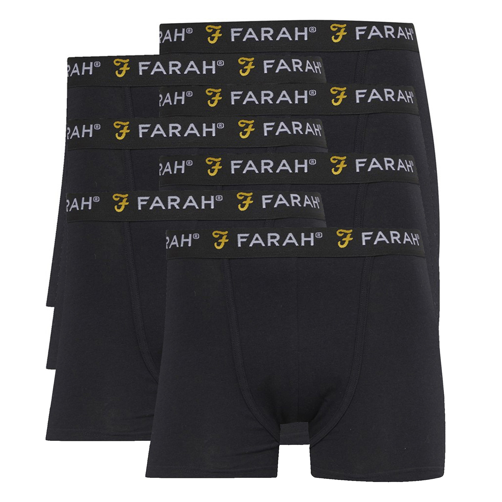 Farah 7 Pack Mens Cotton Breathable Boxers Underwear - Vuson Collection - Black - Size 2XL | Farah Sale | Discount Designer Brands