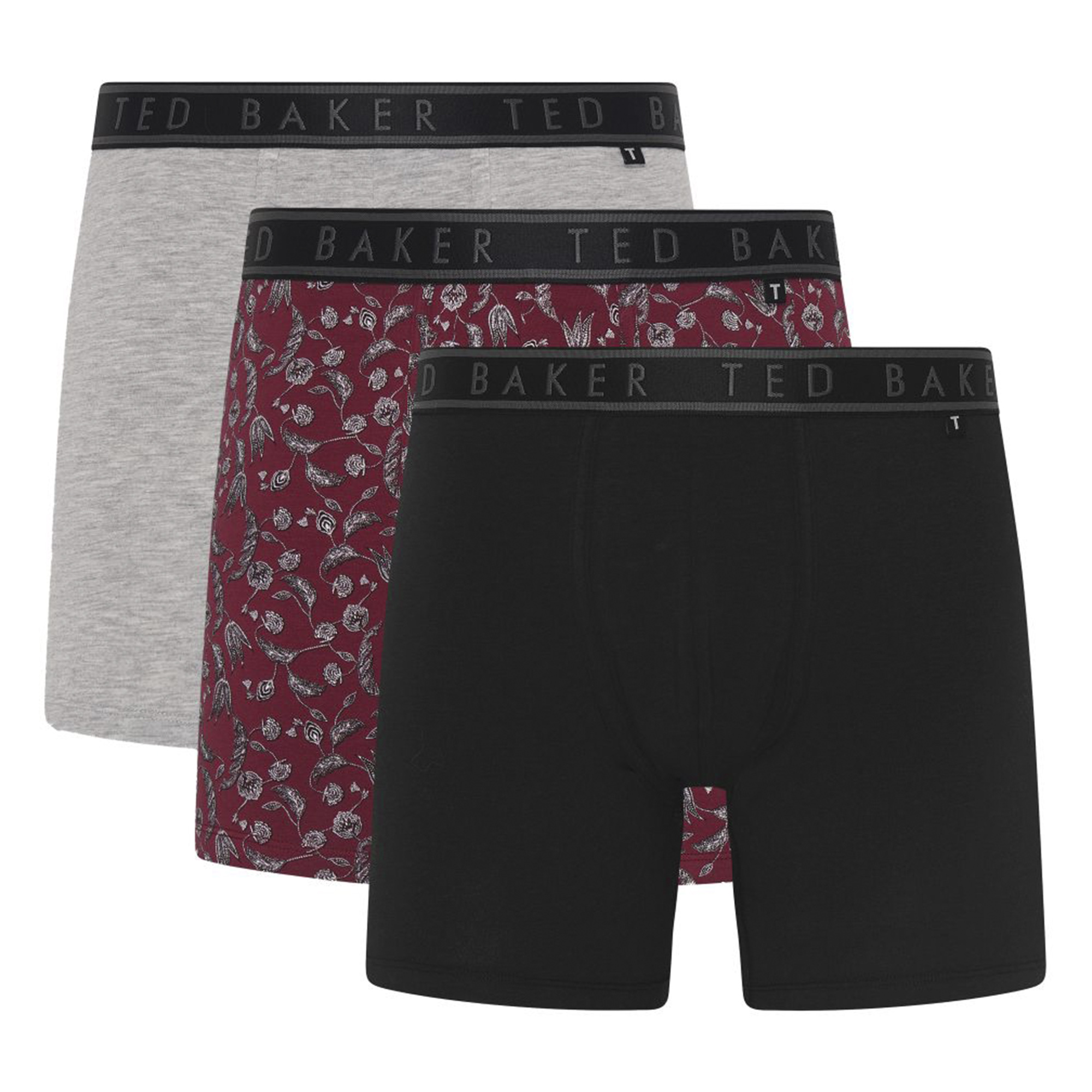 Ted Baker 3 Pack Mens Soft Breathable Cotton Boxer Brief Underwear - Grey - Size Medium | Ted Baker Sale | Discount Designer Brands