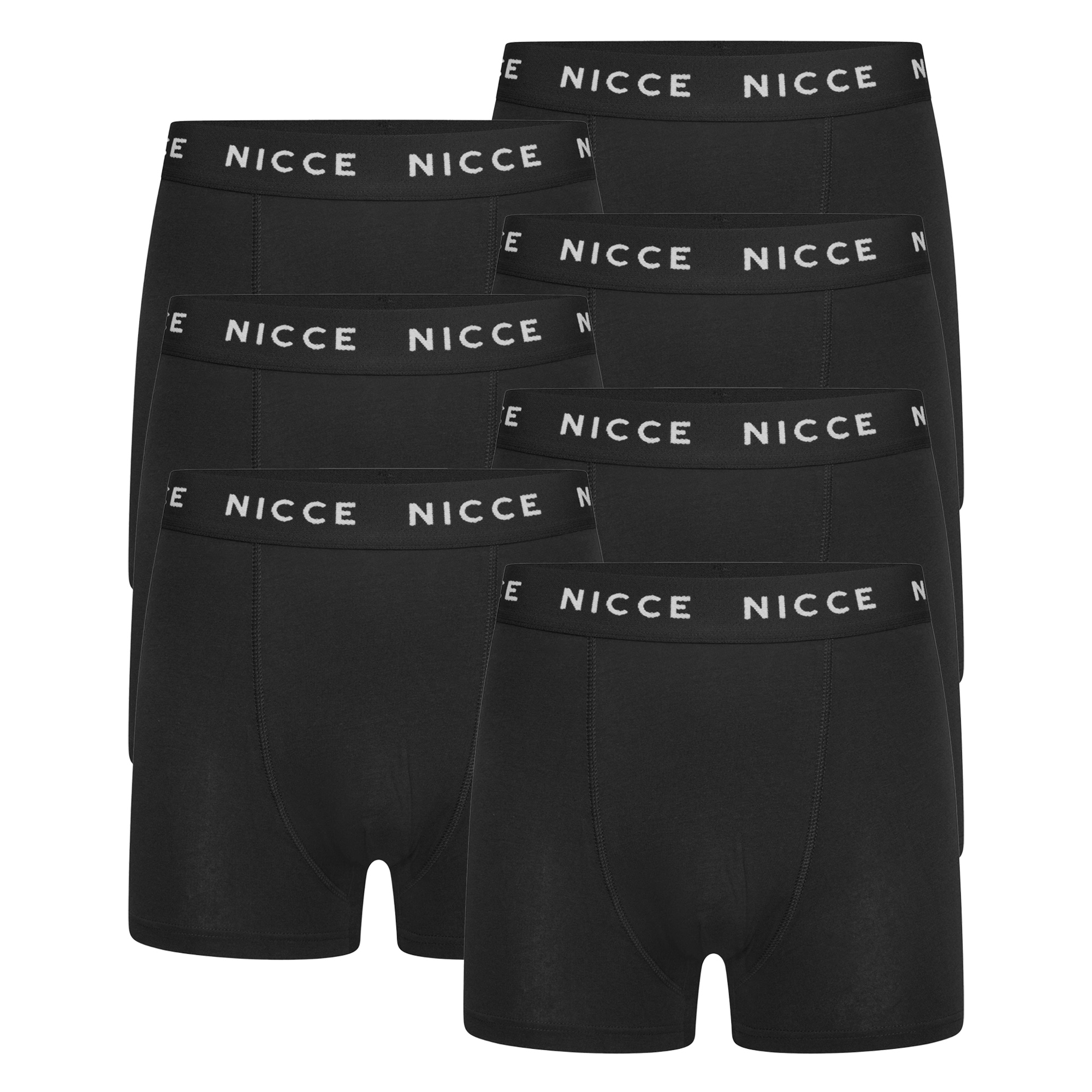 NICCE 7 Pack Mens Boxers Galeven - Soft Breathable Cotton Everyday Underwear - Black - Size Large | NICCE Sale | Discount Designer Brands