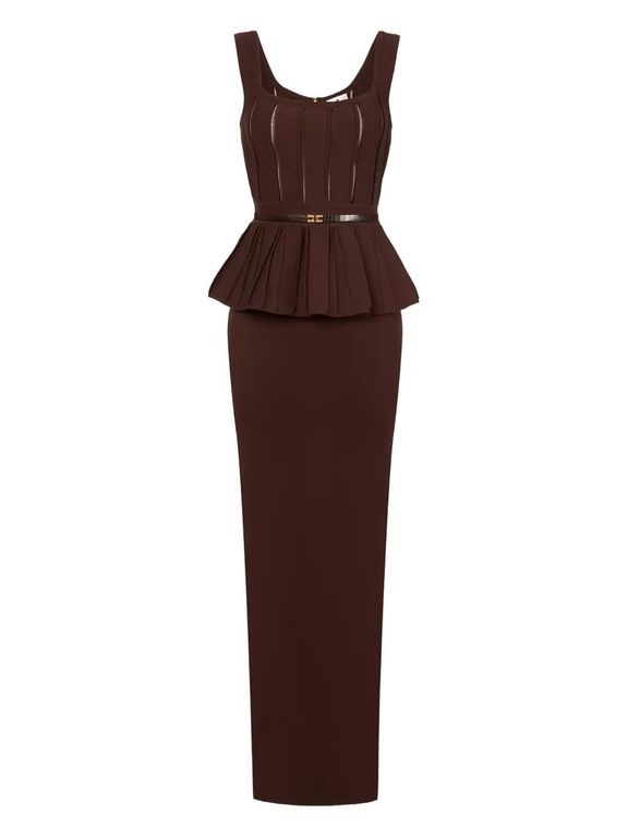 Belt-Detail Knitted Maxi Dress - Purple - Elisabetta Franchi Dresses