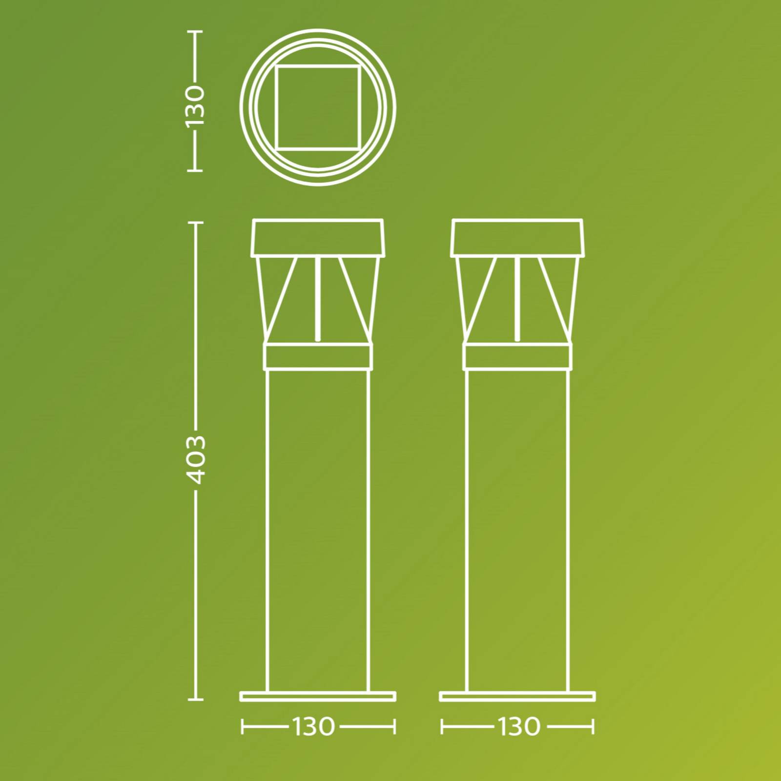 Philips LED-Solar-Sockelleuchte Avery, schwarz, IP44 Avery, schwarz, Kunststoff, Solarleuchten