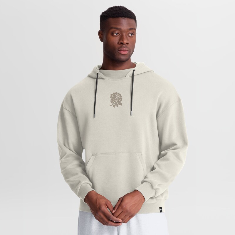 England Rugby Street Hoodie zum Überziehen – Creme – Unisex Image