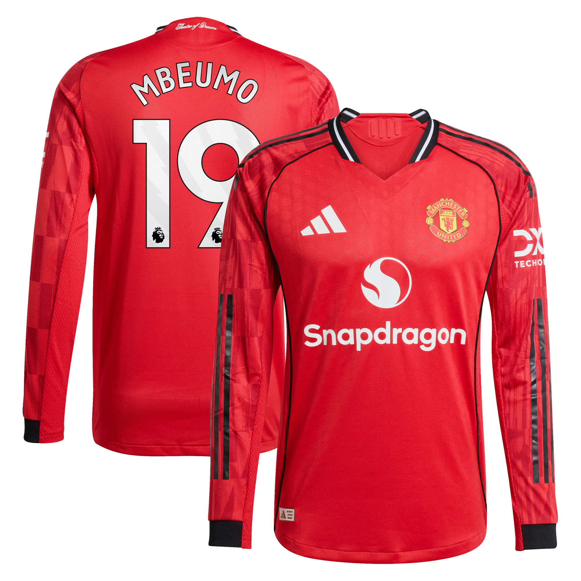 Manchester United adidas Authentic Heimtrikot 2025-26 - Langarm mit Aufdruck Mbeumo 19 Image