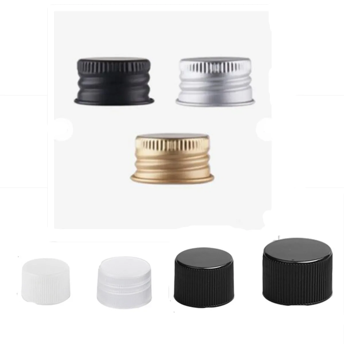 18-410 20/410 24-410 28-410 Silber/Gold Metall-Schraubverschluss aus nicht dosierendem Aluminium, PP-Schraube aus Kunststoff, kindersichere Deckelkappen, 10 Stück Image
