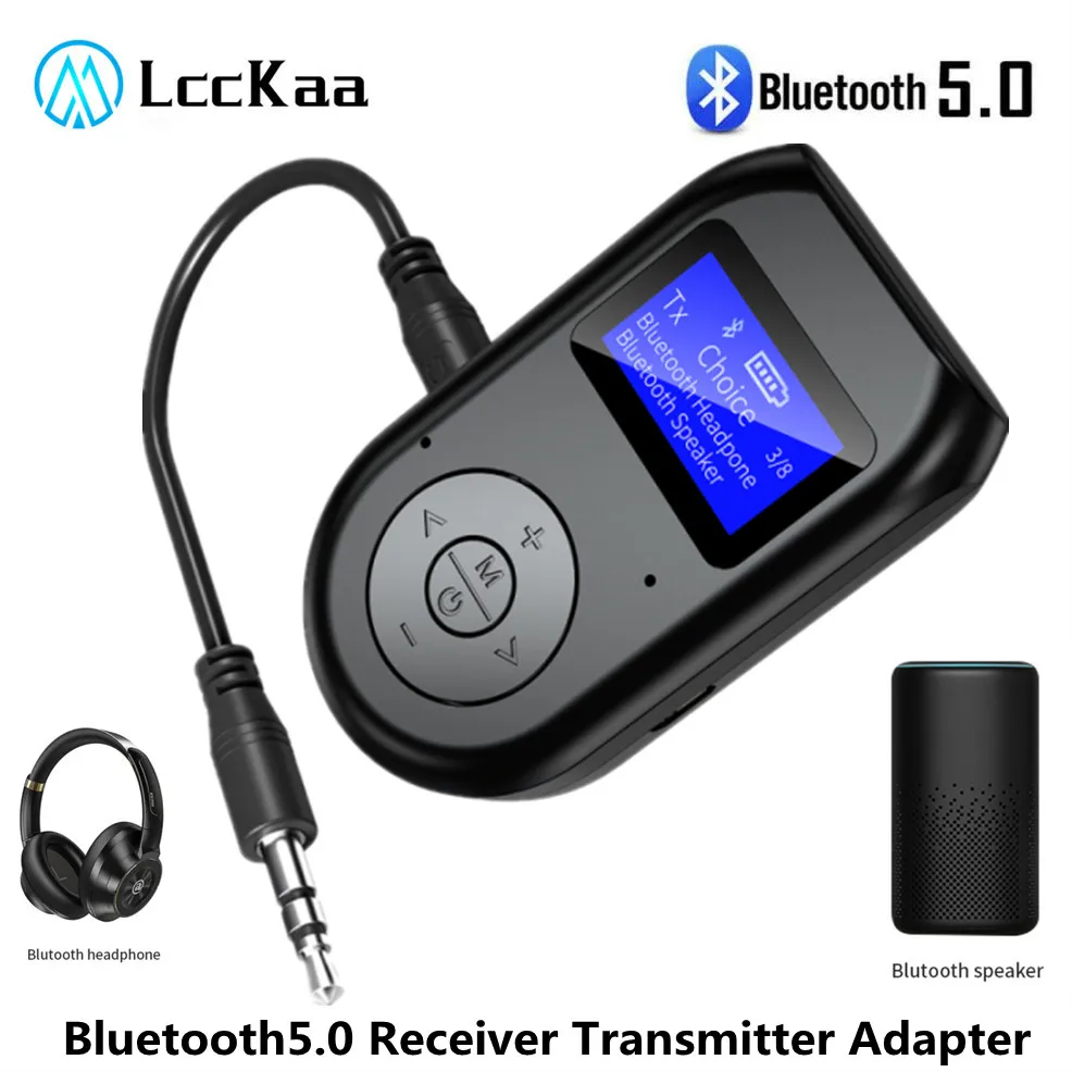 LccKaa 3-in-1 Bluetooth Empfänger Sender Wireless BT 5,0 Adapter mit Display Niedrige Latenz Audio Adapter Image