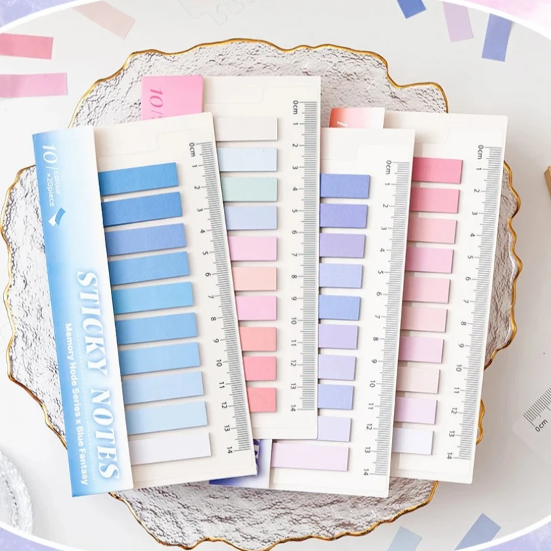 Geschenk schöne Lytwt Candy Farbverlauf Haftnotizen mit Lineal selbstklebend Büro Schulbedarf Schreibwaren Notizblock Index Notizblock Image