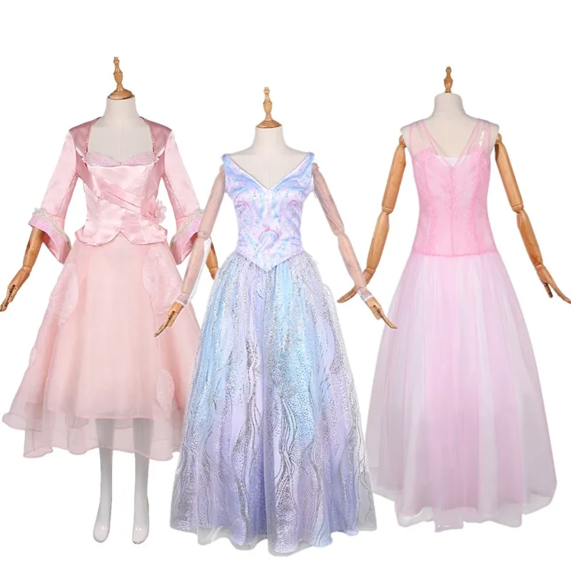 Glinda Cosplay Kleid Wicked Fantasia Kostüm Erwachsene Frauen 2025, TV-Verkleidung, rosa Top, Rock, Outfits, Halloween, Karneval, Party-Anzug Image
