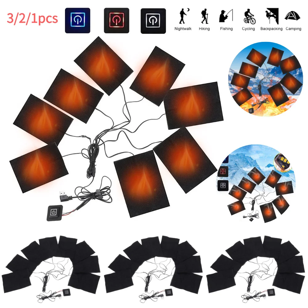 3-stufiges Kleidungs-Heizkissen, wasserdichte USB-Heizkissen für selbstgemachte beheizte Kleidung für Outdoor, Winter, Camping, Wandern, Skifahren, Radfahren Image