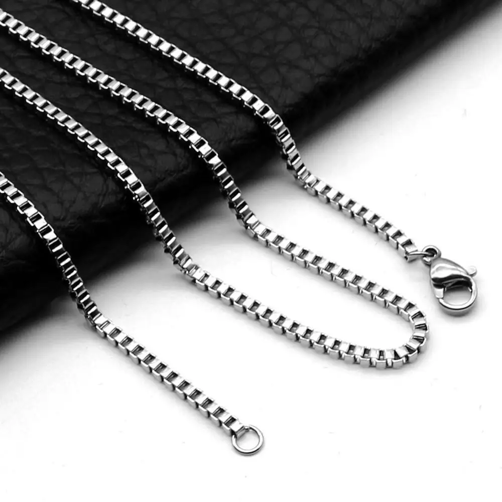 Collana a catena con scatola in acciaio inossidabile Risultati di gioielli fai da te Creazione di uomini e donne Catene a maglie all'ingrosso Accessori 1.5mm 2mm 2.5mm 3mm