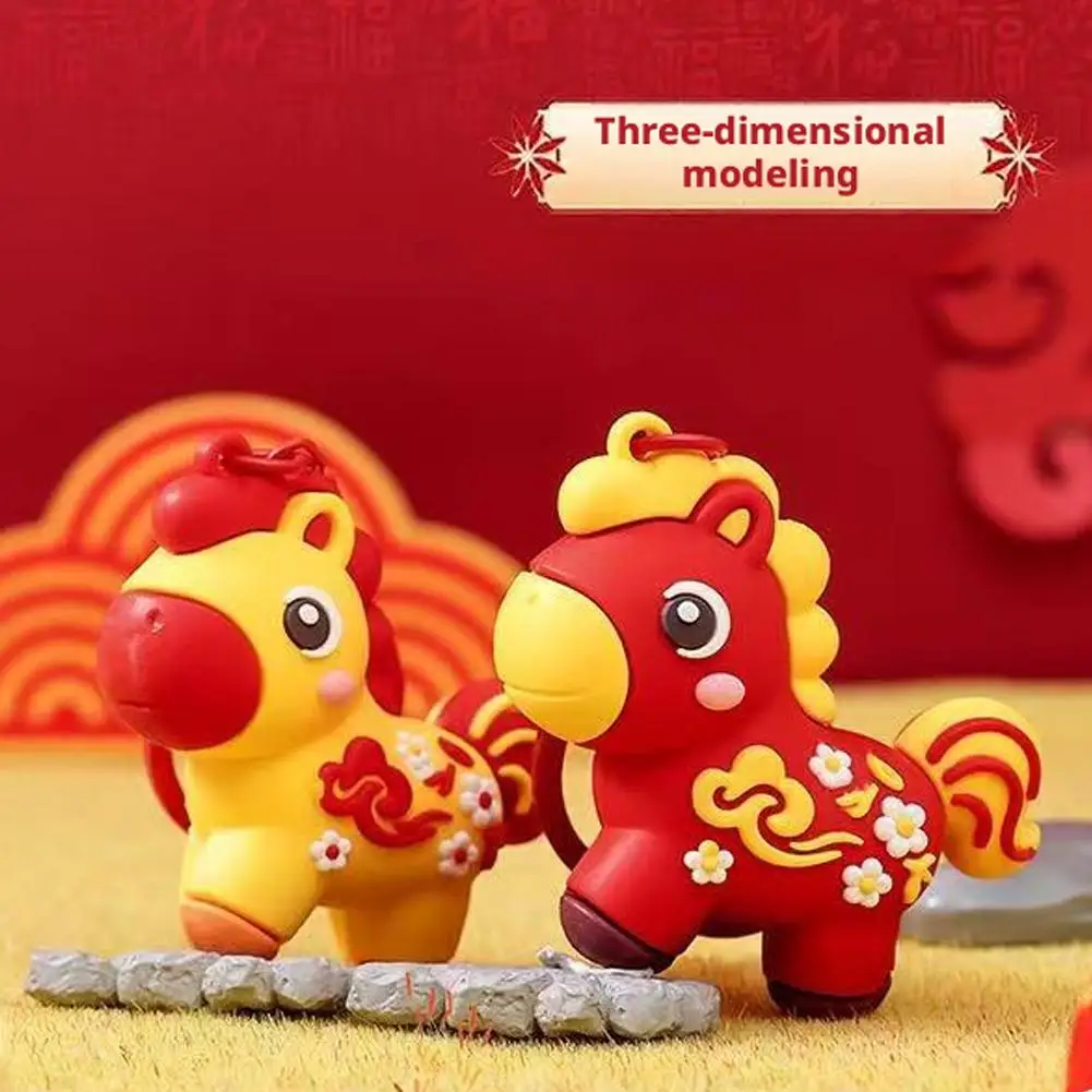 Pferdejahr-Schlüsselanhänger, einzigartiges und bedeutungsvolles Neujahrsgeschenk, Sternzeichen-Pferd, PVC, weiches Gummi, Geschenk, Maskottchen für das Jahr des Pferdes Image