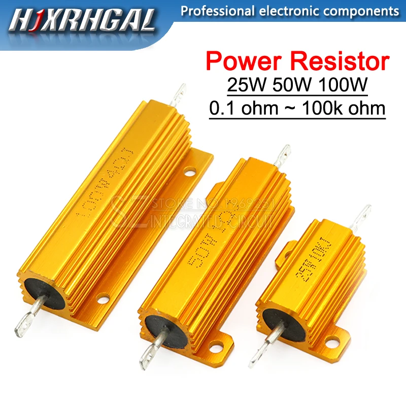NEUER 25W 50W 100W Aluminium Power Metal Shell Case Drahtwiderstand 0,01-100K 0,05 0,1 0,5 1 2 6 8 10 20 200 500 1K 10K Ohm Image