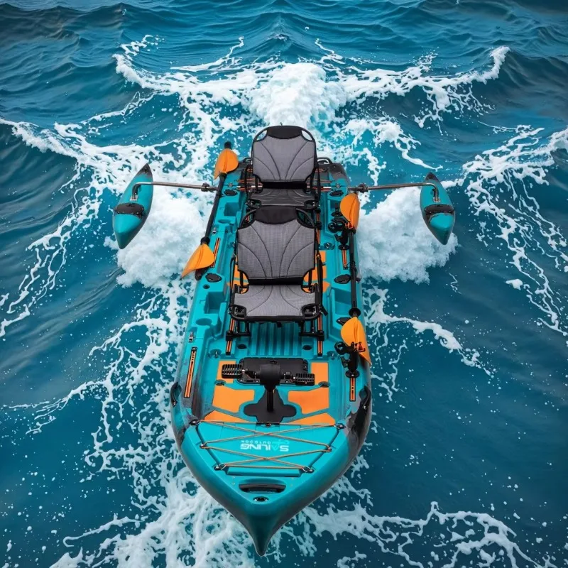 Modulares, wasserdichtes 2-Personen-3-Kajak mit Paddelauftrieb zum Angeln und Outdoor-Sportarten, Top-Ruder-Wasserfahrzeuge zum Surfen und Touren Image