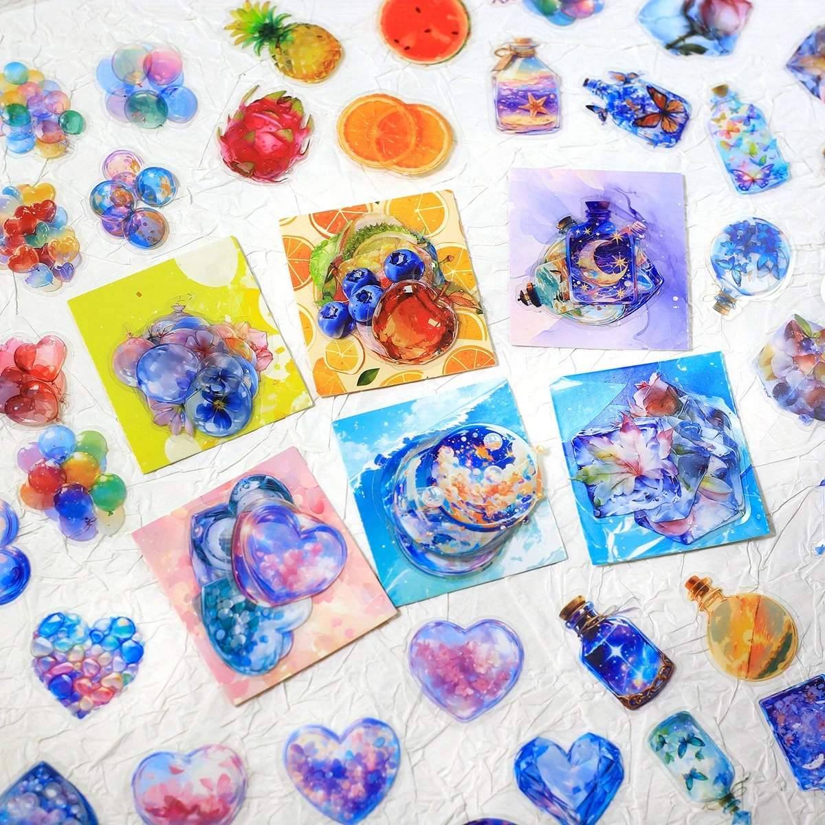 20 Stück PET-Scrapbook-Aufkleber, Obst-Herz, dekorative Aufkleber für Scrapbooking, Junk-Journal, Tagebuch, Verzierung, Collage-Aufkleber Image