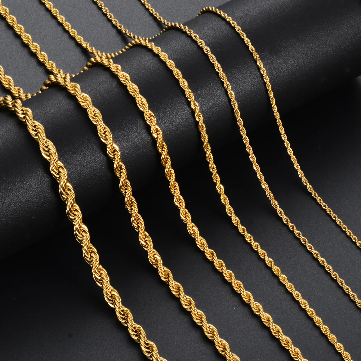 1 pezzo Colore Oro Larghezza 2mm/2.5mm/3mm/4mm/5mm/6mm Collana a catena in corda/Braccialetto per uomo Donna Collana a catena in acciaio inossidabile