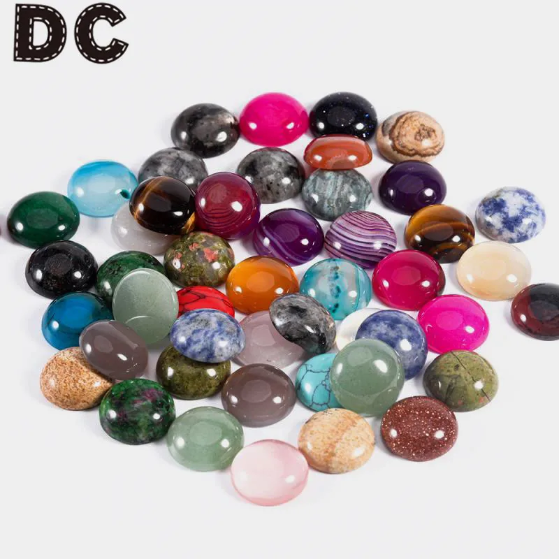 DC 10 pz/lotto Cabochon In Pietra Naturale 4/6/8/10/12mm Cabochon Rotondo per Anello FAI DA TE Orecchino Collana Del Braccialetto Che Fanno I Risultati Dei Gioielli
