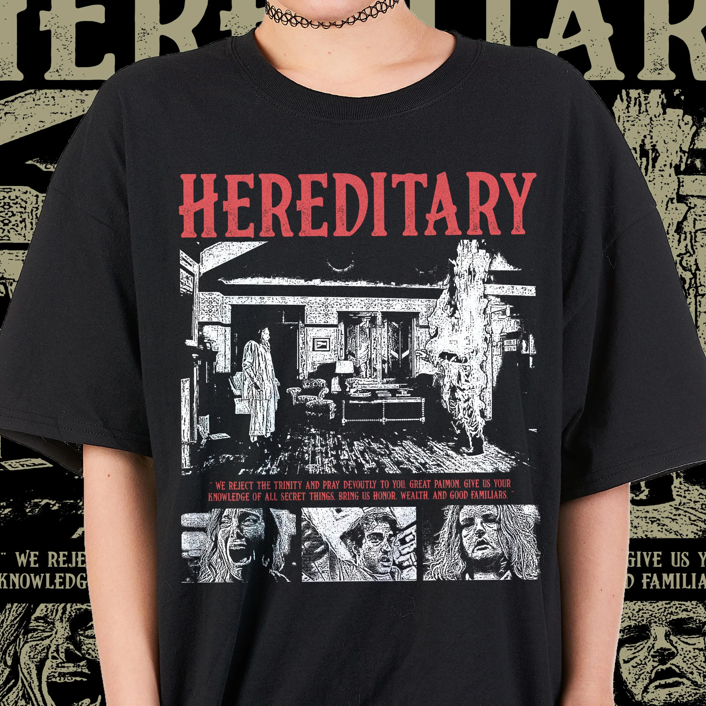 Hereditary Vintage T-Shirt Horror T-Shirt Ari Aster Horrorfilm Kleidung Grafik Kurzarmshirt Unisex Männer Frauen Ganzjährig