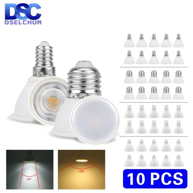 10pcs Lampada HA CONDOTTO LA Lampadina MR16 GU5.3 GU10 E27 E14 6W 220V-240V Bombillas Lampada A LED il riflettore Lampara Luce del Punto del LED 24/120 gradi