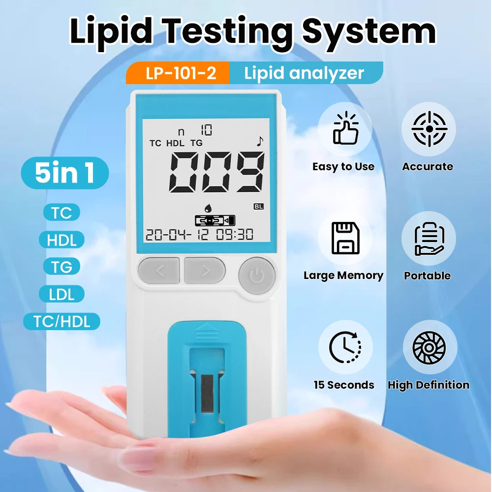 5-in-1 Blutfettmessgerät oder Teststreifen HDL TC TG LDL TC/HDL Triglycerid Cholesterin Testkit Blutfettprofilanalysator Image