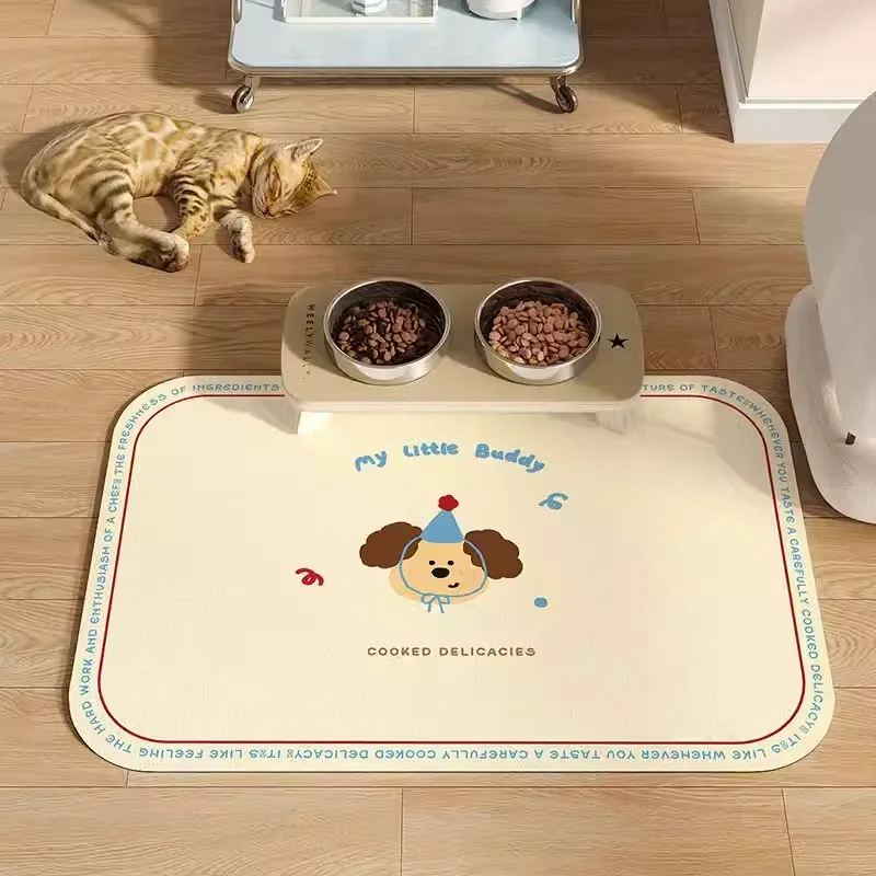 VIKAMA – napperon pour animaux de compagnie, tapis de nourriture pour chien, tapis de bol de nourriture antidérapant et anti-fuite pour chat et chien, tapis de fournitures pour animaux de compagnie en