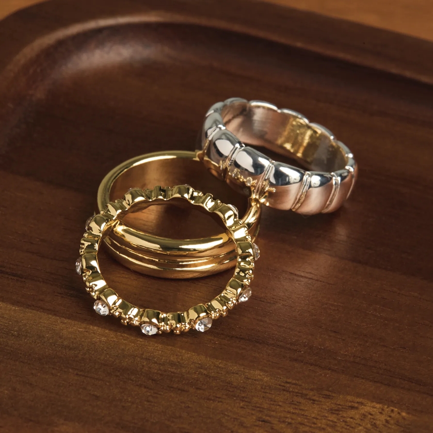 Lucky Brand Two Tone Ring Set - Women's Ladies Accessories Jewelry Rings, Size 8