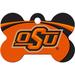 Oklahoma State NCAA Bone Personalized Engraved Pet ID Tag, 1 1/2" W X 1" H, Large, Black