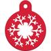 Large Snowflake Circle Personalized Engraved Pet ID Tag, 1 1/4" W X 1 1/2" H, Red