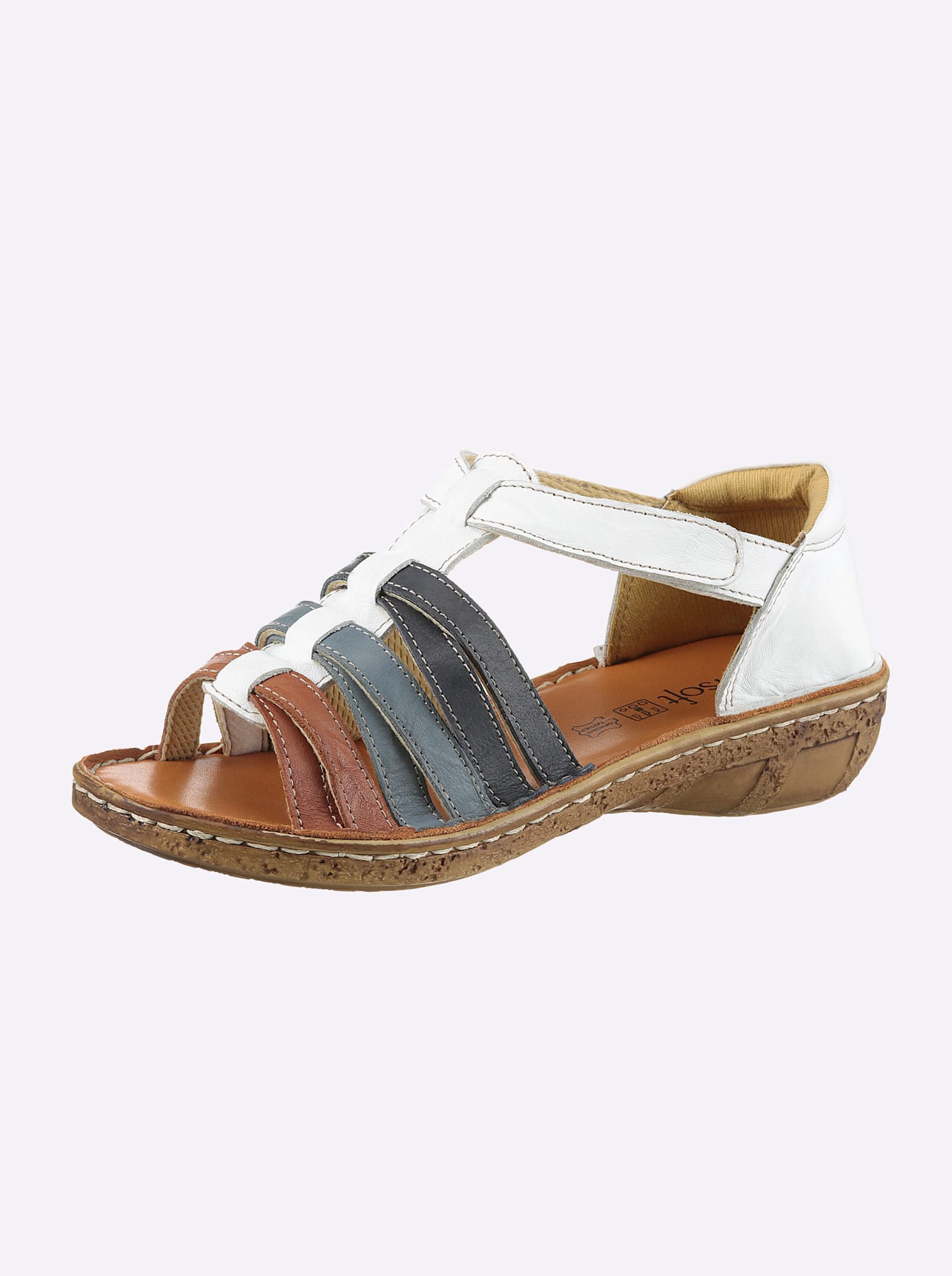 Sandale CASUAL LOOKS, Damen, Gr. 42, weiß, bunt, Glattleder, Schuhe Sandale