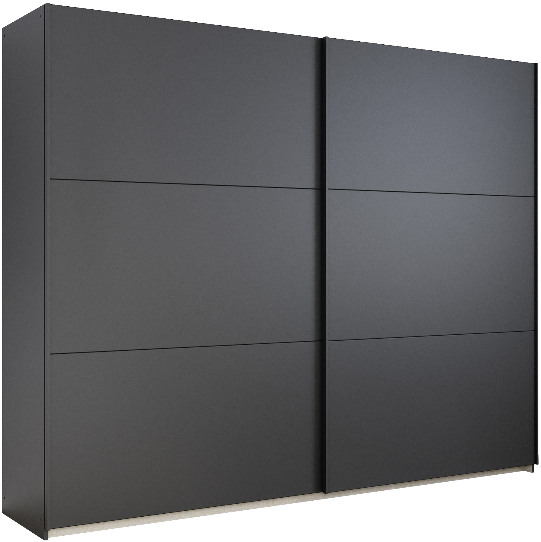 Schwebetürenschrank RAUCH "Kleiderschrank Drehtürenschrank Schrank Garderobe KRONACH TOPSELLER", grau (graumetallic, griffleisten grau), B:261cm H:210cm T:59cm, Holzwerkstoff, Schränke, Schwebetürenschrank, mit Spiegel und viel Stauraum,...