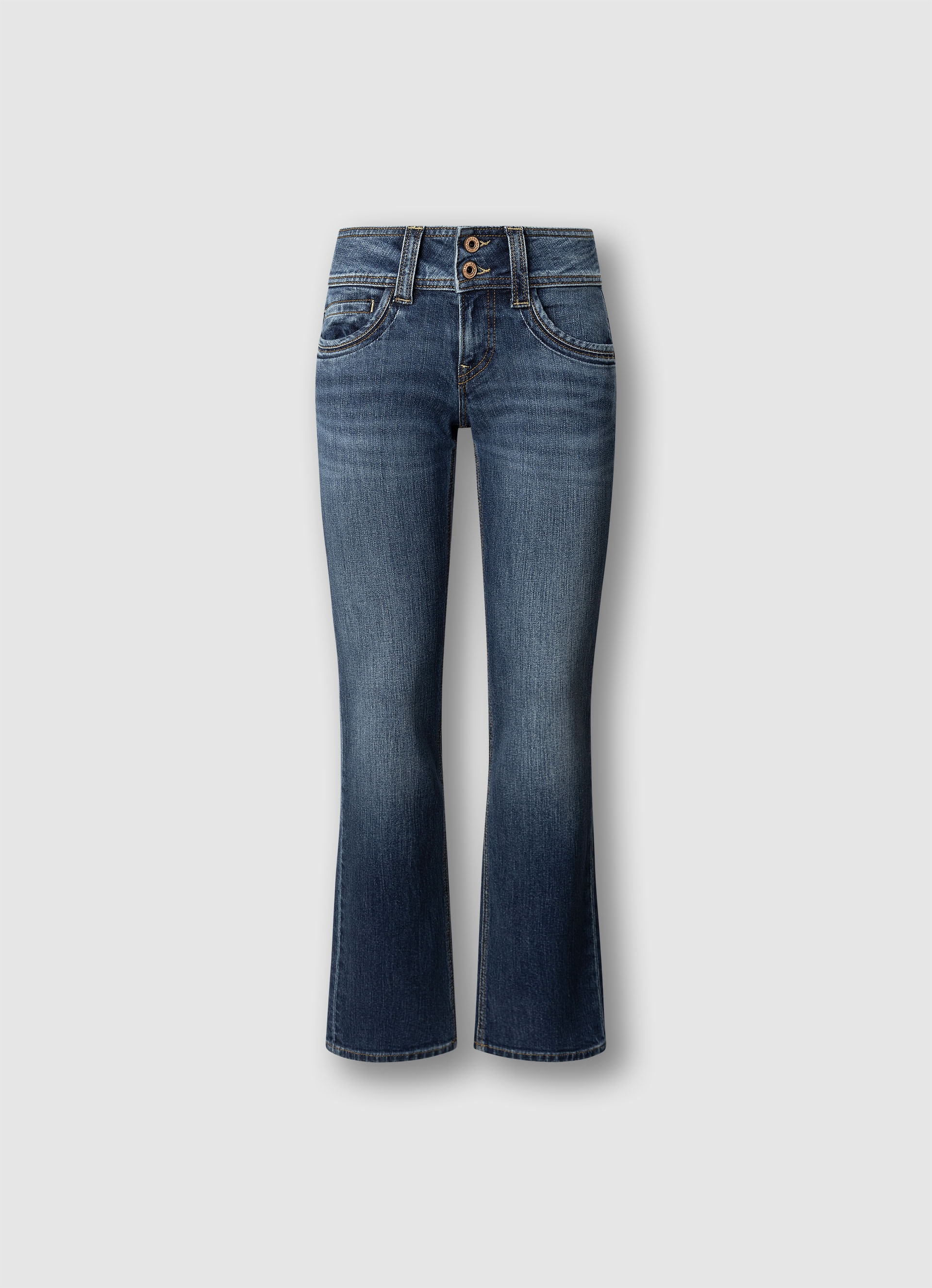 Slim-fit-Jeans PEPE JEANS "ICONIC GEN", Damen, Gr. 31, Länge 32, blau used, Denim/Jeans, Obermaterial: 99% Baumwolle, 1% Elasthan, slim fit lang, Jeans Slim-fit-Jeans, Mid Waist