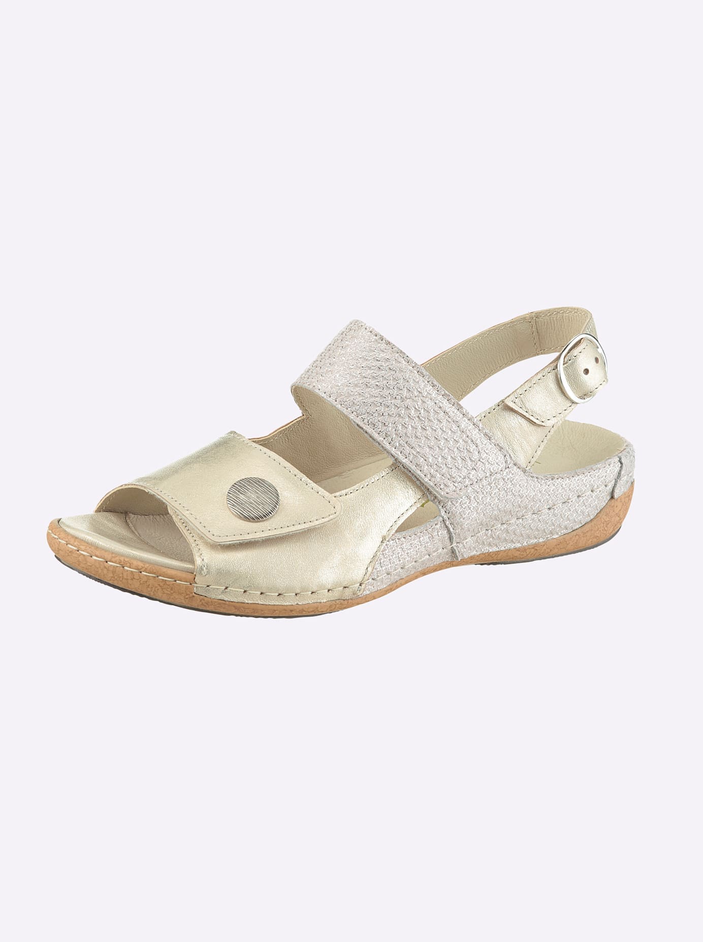 Sandalette WALDLÄUFER, Damen, Gr. 4,5, bronzefarben, Glattleder, Nubukleder, Schuhe Sandalette