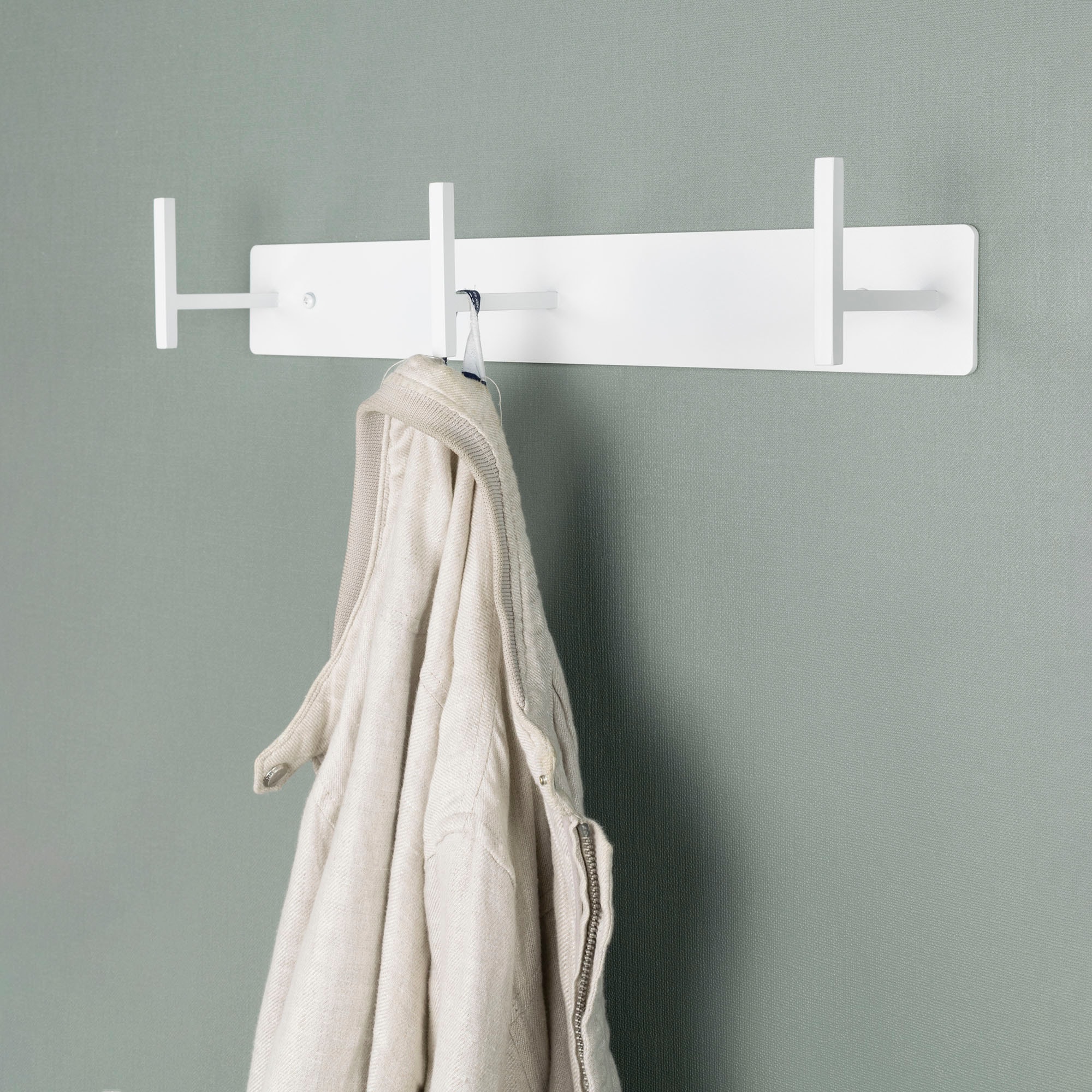 Garderobenhaken SPINDER DESIGN "CHAPMAN 3", weiß, B:44cm H:8,5cm T:8,5cm, Stahl, Garderobenhalter, Garderobenhaken, Wandgarderobe aus Stahl mit 3 Haken