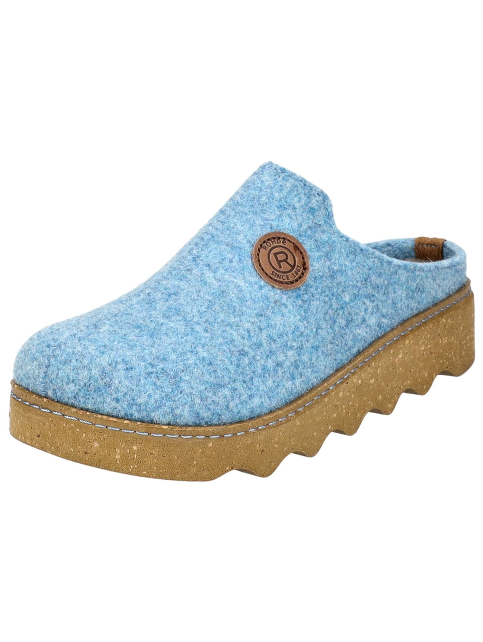 Hausschuh ROHDE "Rohde Hausschuhe Filz", Damen, Gr. 42, blau, Filz, Schuhe Hausschuh