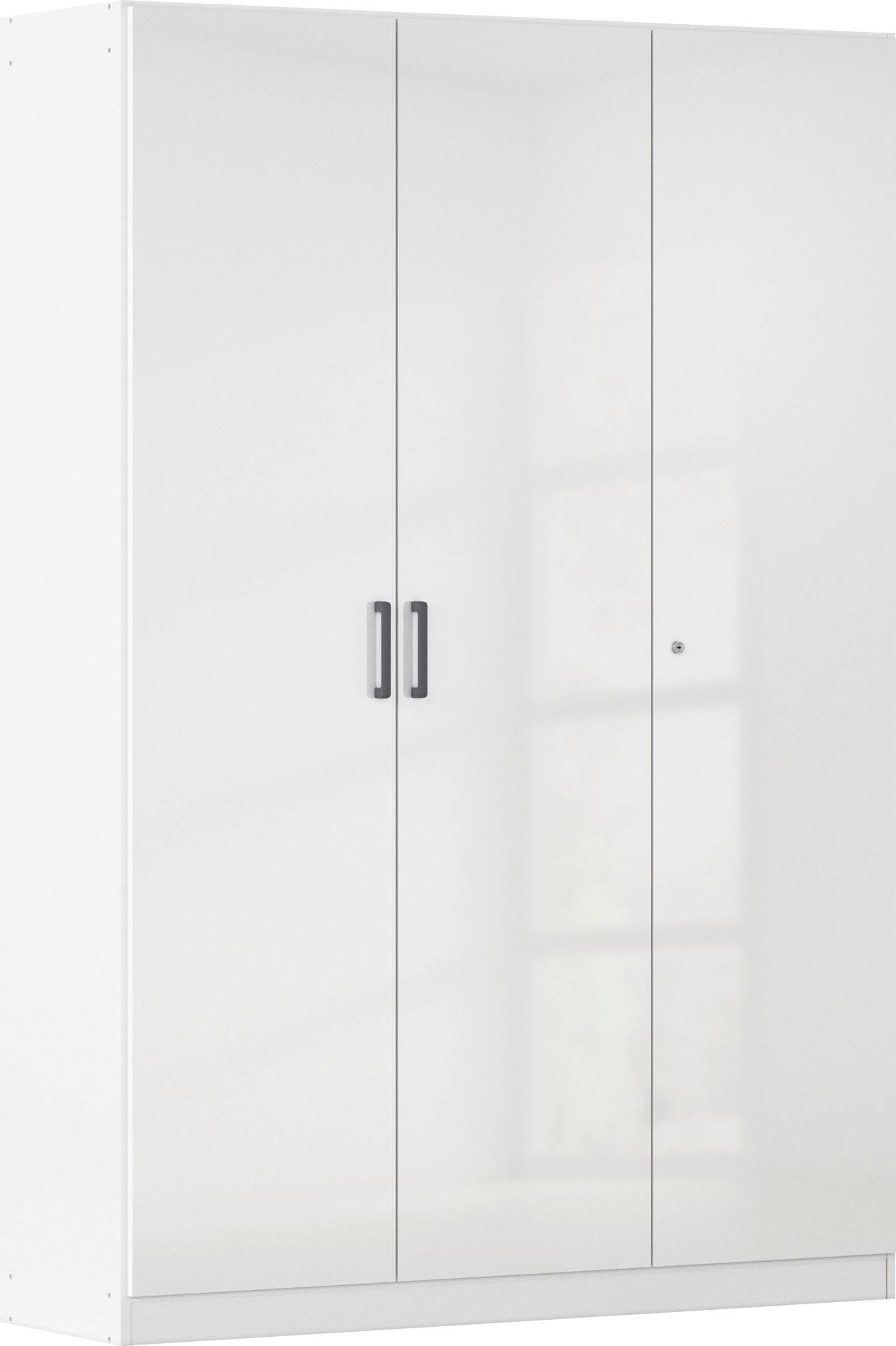 Mehrzweckschrank RAUCH "Garderobe Kleiderschrank Schrank Schuhschrank Putzschrank MINOSA", alpinweiß, hochglanz weiß, griffe graumetallic, B:136cm H:197cm T:41cm, Holzwerkstoff, Schränke, Mehrzweckschrank