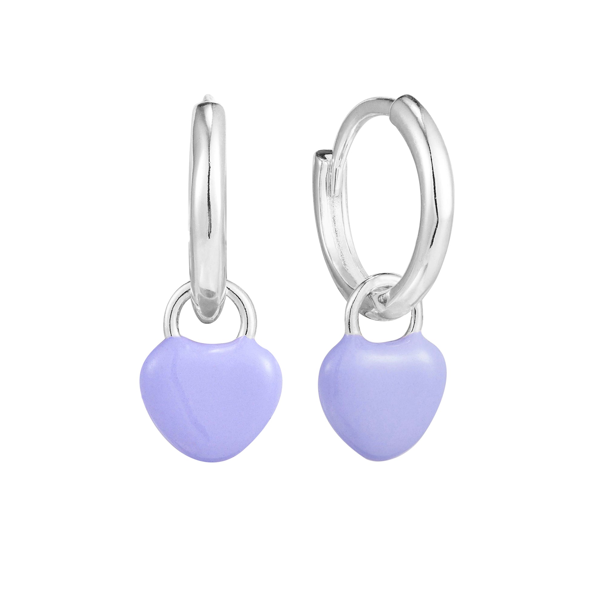Seol+gold Womens Sterling Silver Purple Heart Charm Enamel Hoops - One Size | Seol+gold Sale | Discount Designer Brands