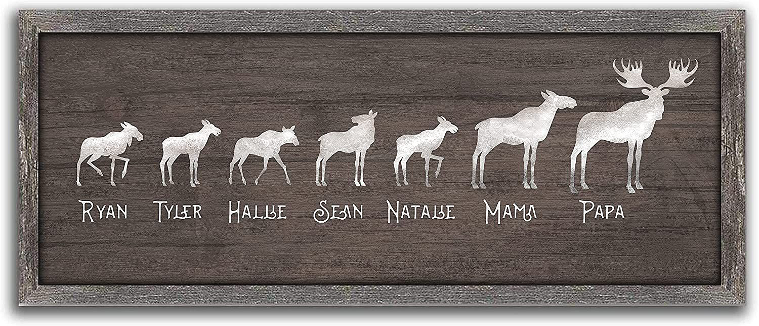 Scott Kennedy Personalized Moose Family Framed Canvas - 5 Calves/Children