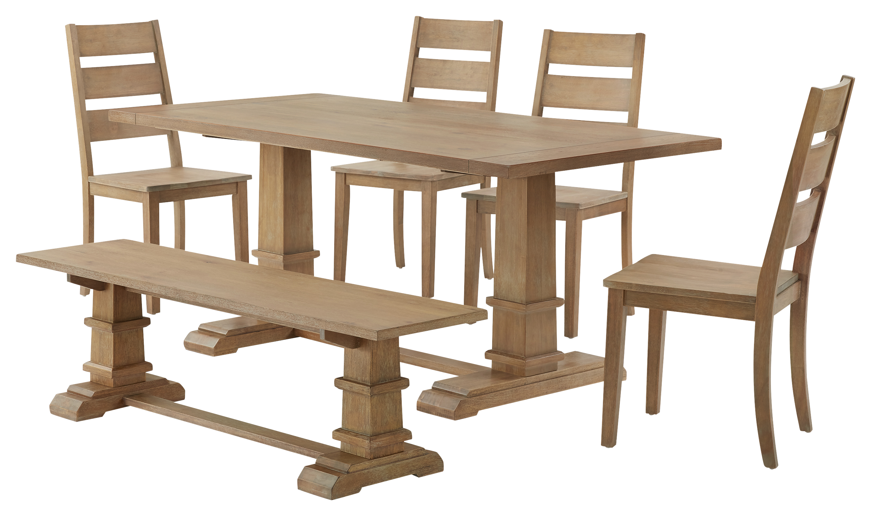Crosley Joanna 6-Piece Dining Set with Bench and 4 Ladder Back Chairs