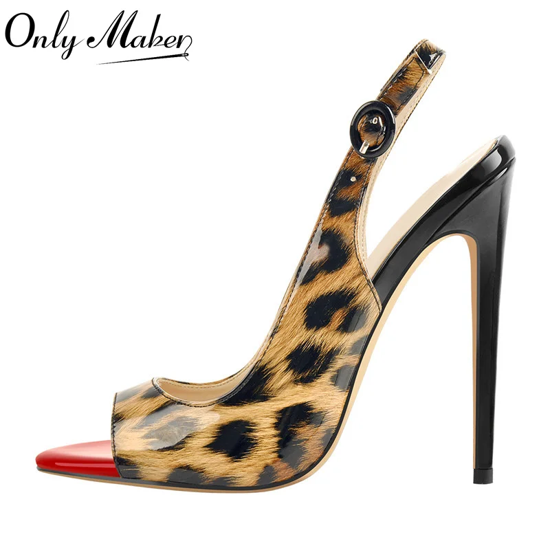 Only maker Frauen Peep Toe Sandalen Damenschuhe 12cm Heels Open Toe sexy Sling back Office Mode Pumps plus Größe us5 ~ us15