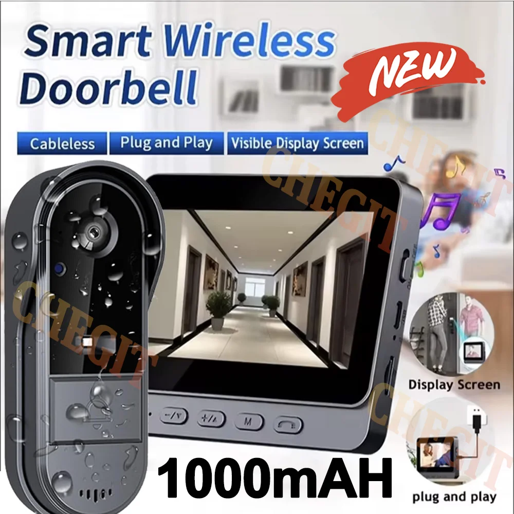 Drahtlose Wifi Türklingel Kamera 1080P Video Intercom Türklingel Wasserdicht 4,3 in IPS Bildschirm Home Security Türklingel IR nachtsicht Image
